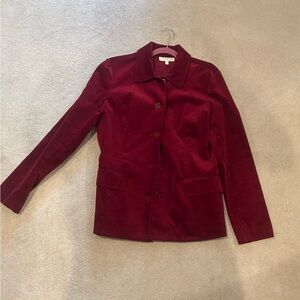 Talbots Red Blazer Tailored Velvet Suit Jacket